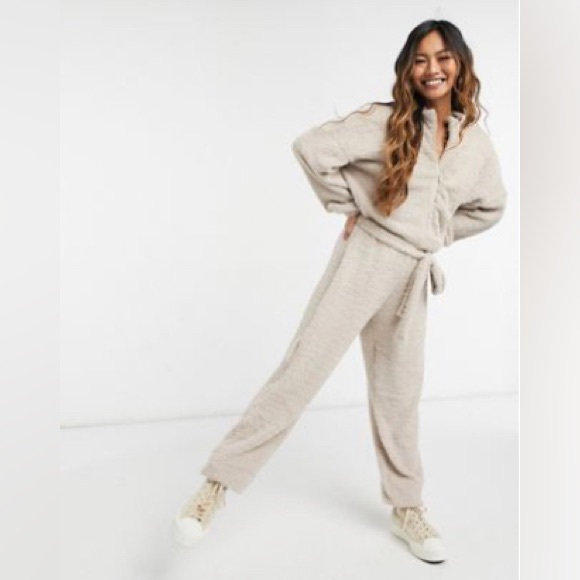 ASOS DESIGN Zip front taupe jumpsuit - Picture 1 of 4